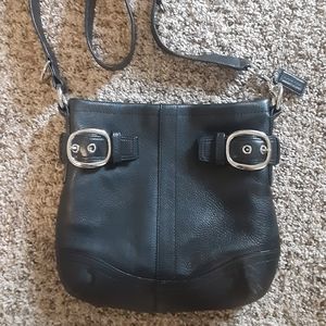 Vintage Coach Black Leather Cross Body Bag